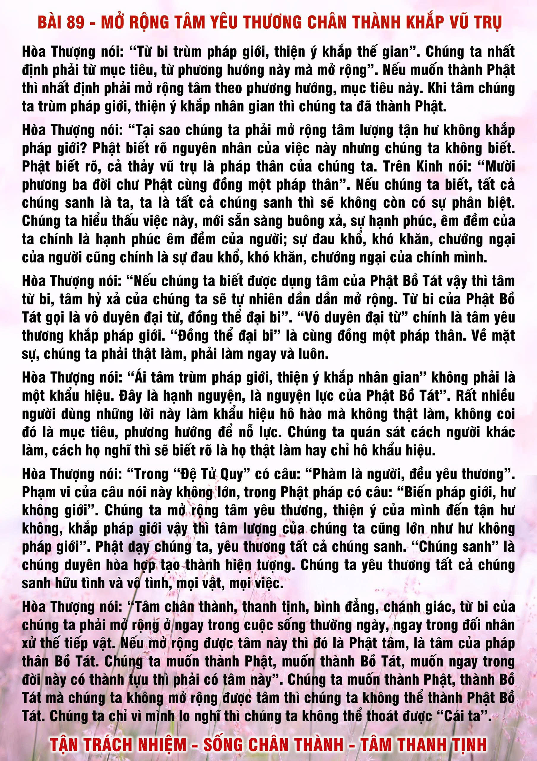 89 · PHTT - Mở Rộng Tâm Yêu Thương Chân Thành Khắp Vũ Trụ - 89